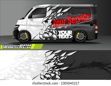 van livery design vector. abstract race style background with shattered glass concept for vehicle vinyl sticker wrap
