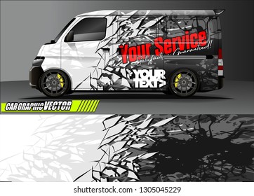 van livery design vector. abstract race style background with shattered glass concept for vehicle vinyl sticker wrap
