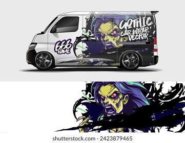 van livery design vector. abstract race style background with Zombie concept for vehicle vinyl sticker wrap