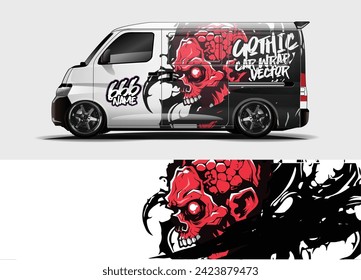 vectores de diseño de vehículos. fondo de estilo de carrera abstracto con concepto de zombi para el envoltorio de pegatinas de vinilo para vehículos
