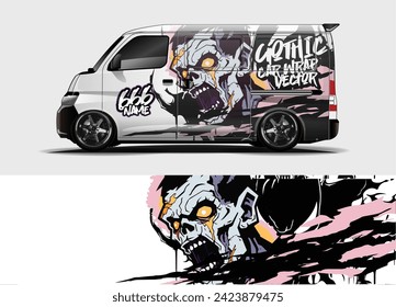 vectores de diseño de vehículos. fondo de estilo de carrera abstracto con concepto de zombi para el envoltorio de pegatinas de vinilo para vehículos