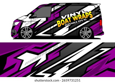 Vetor de design de Van Livery. Fundo de estilo de corrida abstrato para o envoltório de adesivo de vinil do veículo