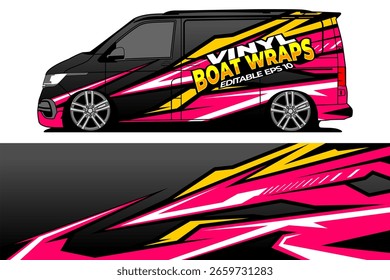 Van Vector de diseño de librea. Fondo de estilo de carreras Abstractas para el vehículo vinilo etiqueta engomada
