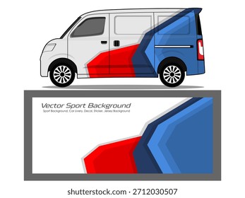 Van Livery Vector de diseño. Diseños de fondo de carreras de rayas abstractas gráficas para envolver en combinación de color azul EPS 10