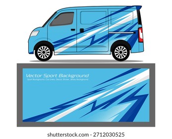 van livery design vector. Graphic abstract stripe racing background designs for wrap in blue color combination EPS 10