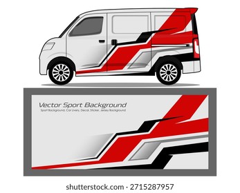 Van Livery Vector de diseño. Diseños de fondo de carreras de rayas abstractas gráficas para envolver en combinación de color rojo EPS 10