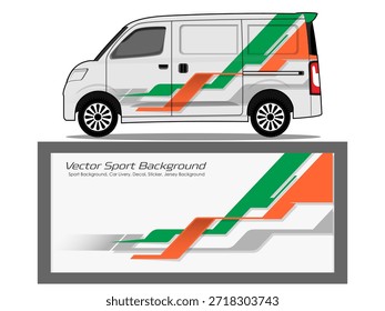 van livery design vector. Graphic abstract stripe racing background designs for wrap in green color combination EPS 10