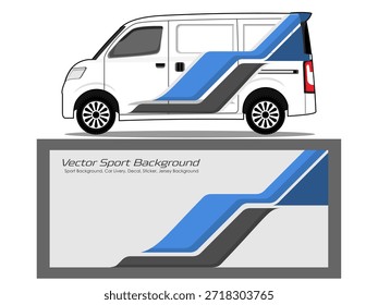 van livery design vector. Graphic abstract stripe racing background designs for wrap in blue color combination EPS 10