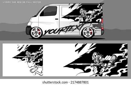 van livery graphic vector. abstract grunge background design for vehicle vinyl wrap and car branding	