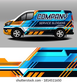 Van livery vector design. Car sticker. Development of car design for the company. Car branding. Bright background for car vinyl sticker
