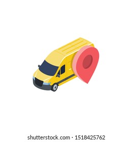 Van map mark vector 3d isometric, color web icons set, new flat style. Creative illustration design, idea for infographics.