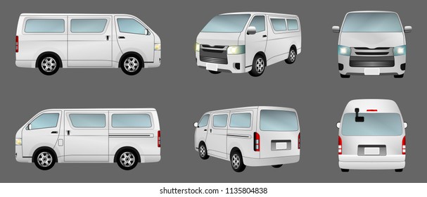 Van, Minibus, Taxi Isolate On The Background. Ready To Apply To Your Design. Vector Illustration.