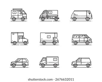 Van ilustración de transporte de entrega de carga moderna