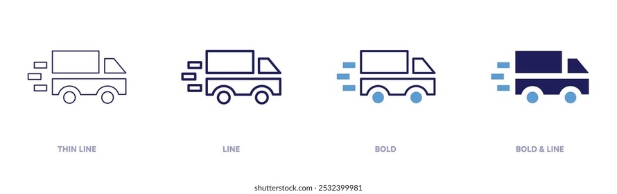 Van motion icon in 4 different styles. Thin Line, Line, Bold, and Bold Line. Duotone style. Editable stroke.