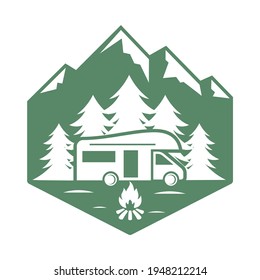 Van in Nature Logo Design Vector Template
