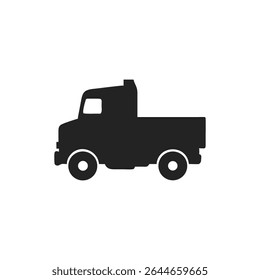 Van with open rear trunk icon silhouette. Vector logo of a delivery truck with trunk. Illustration side view isolated on white background.
