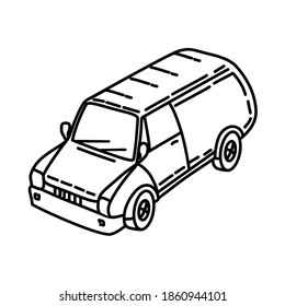 Van Outline Hand Drawn Icon Set Vector.