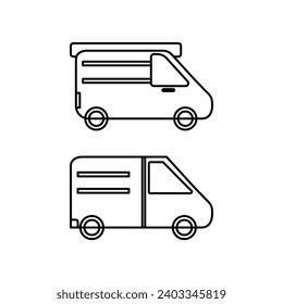 Van outline icon set. Transport vehicle vector