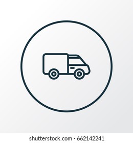 Van Outline Symbol. Premium Quality Isolated Caravan  Element In Trendy Style.