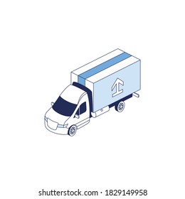 Van package box. Vector 3d line isometric, color web icons set, new flat style. Creative illustration, idea for infographics.