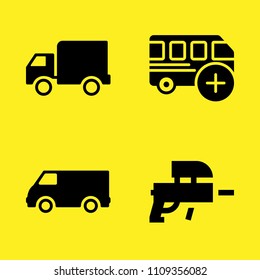 van, paintball, bus and lorry vector icon set. Sample icons set for web and graphic design