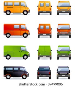 Van (part 5).
Set of the car icons in vector (Set #5). In the side, front and back views.

