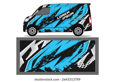 Van Racing Car branding with racing wrap decal or livery design template Vector Premium EPS 10