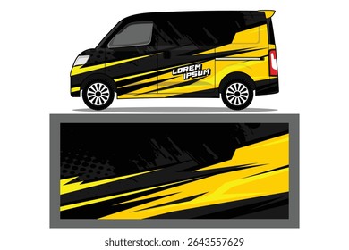 Van Racing Car branding with racing wrap decal or livery design template Vector Premium EPS 10