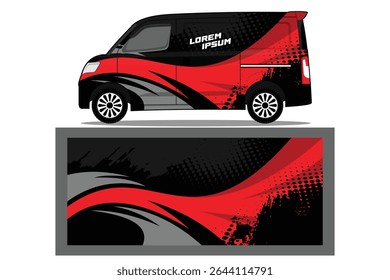 Van Racing Car branding with racing wrap decal or livery design template Vector Premium EPS 10