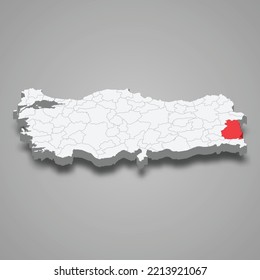 Standort der Van-Region in der Türkei 3d-isometrische Karte