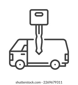 Símbolo de esquema de concepto de alquiler de vectores de Van Rental