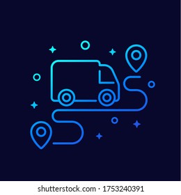 van and route linear icon