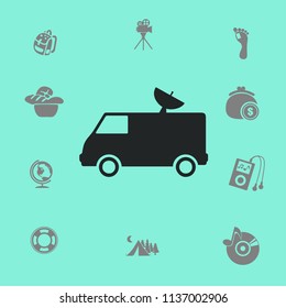 van with a satellite dish on the roof vector picture