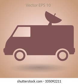 van with a satellite dish on the roof vector picture
