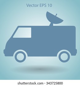van with a satellite dish on the roof vector picture