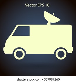 van with a satellite dish on the roof vector picture
