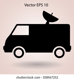 van with a satellite dish on the roof vector picture
