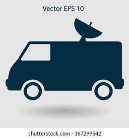 van with a satellite dish on the roof vector picture