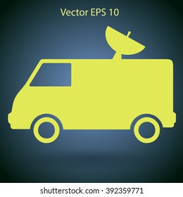 van with a satellite dish on the roof vector picture