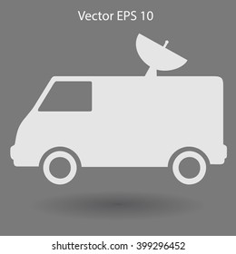 van with a satellite dish on the roof vector picture