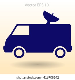 van with a satellite dish on the roof vector picture