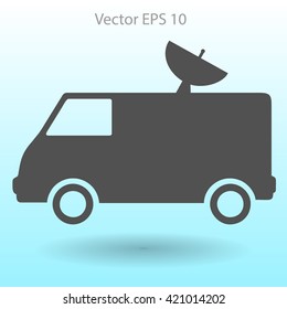 van with a satellite dish on the roof vector picture