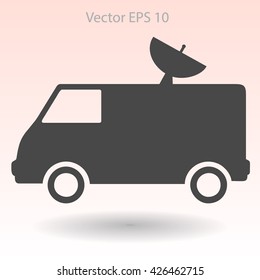 van with a satellite dish on the roof vector picture