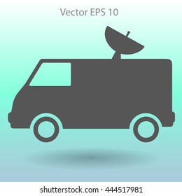 van with a satellite dish on the roof vector picture