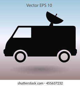 van with a satellite dish on the roof vector picture