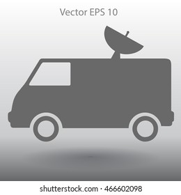 van with a satellite dish on the roof vector picture