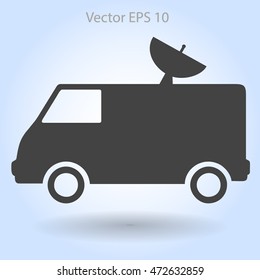 van with a satellite dish on the roof vector picture