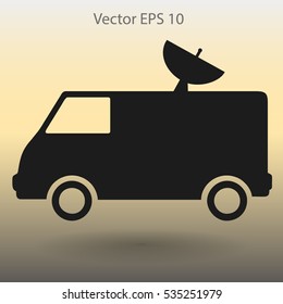 van with a satellite dish on the roof vector picture