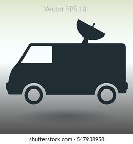 van with a satellite dish on the roof vector picture