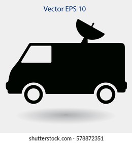 van with a satellite dish on the roof vector picture